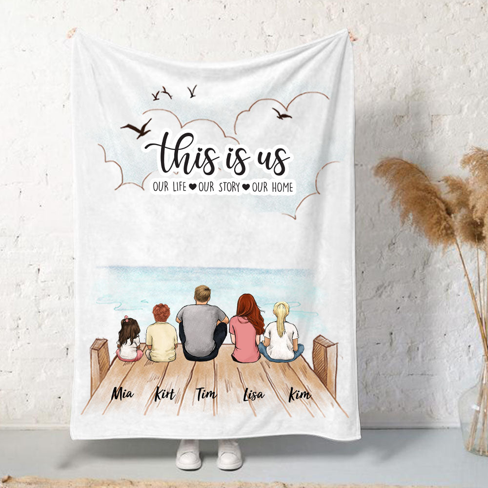 Custom Family Fleece Blanket - Custom Message - Wooden Dock