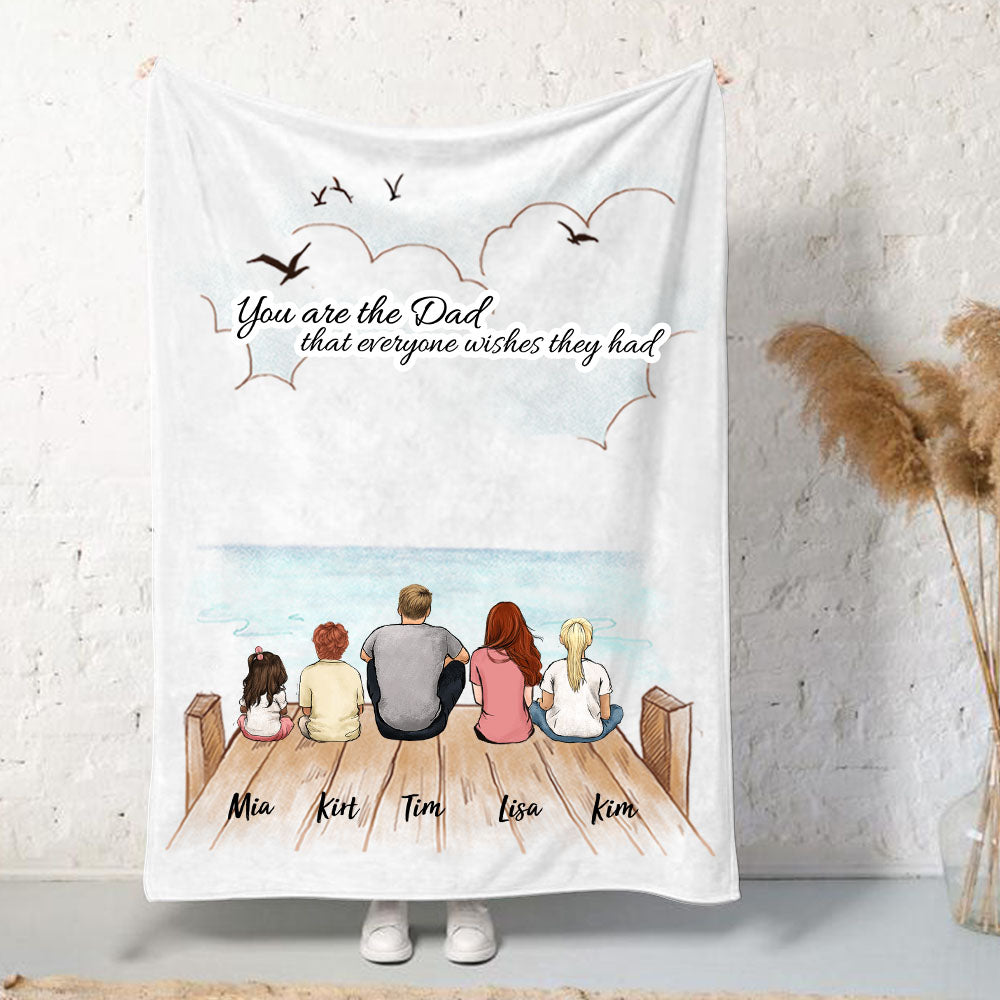 Custom Family Fleece Blanket - Custom Message - Wooden Dock