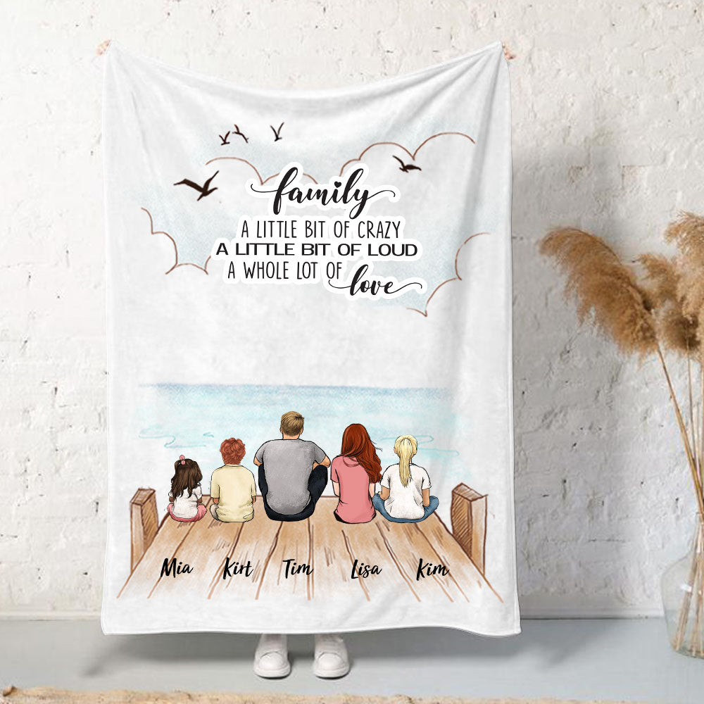 Custom Family Fleece Blanket - Custom Message - Wooden Dock