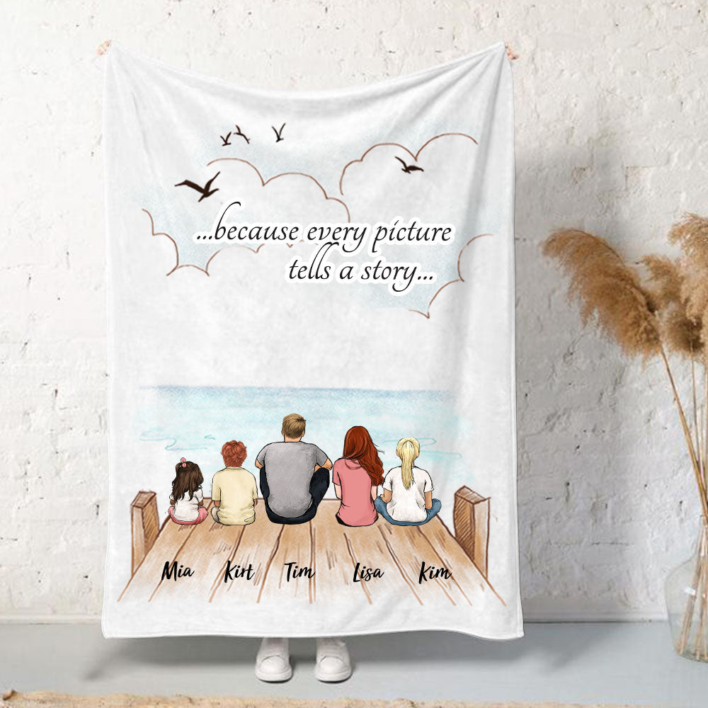 Custom Family Fleece Blanket - Custom Message - Wooden Dock