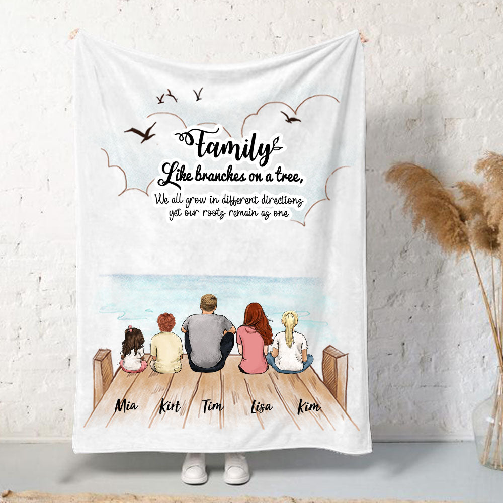 Custom Family Fleece Blanket - Custom Message - Wooden Dock
