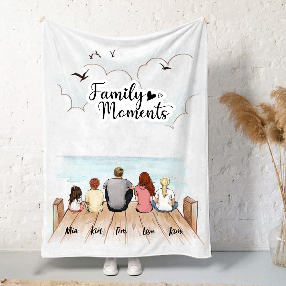 Custom Family Fleece Blanket - Custom Message - Wooden Dock
