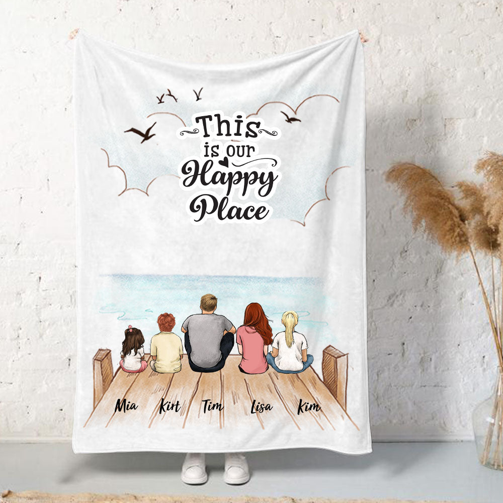 Custom Family Fleece Blanket - Custom Message - Wooden Dock