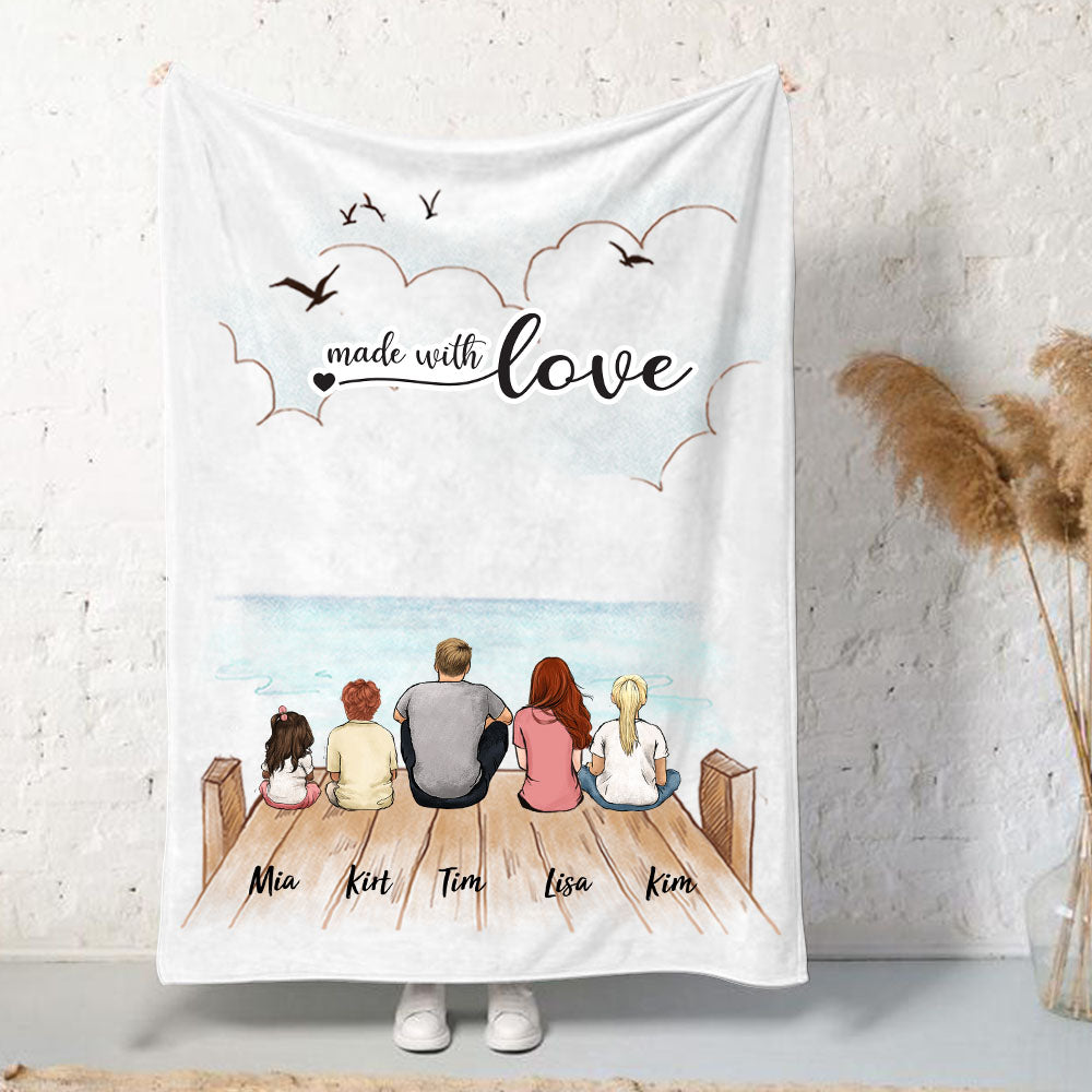Custom Family Fleece Blanket - Custom Message - Wooden Dock