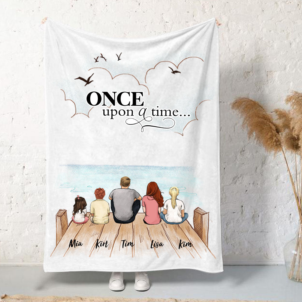 Custom Family Fleece Blanket - Custom Message - Wooden Dock