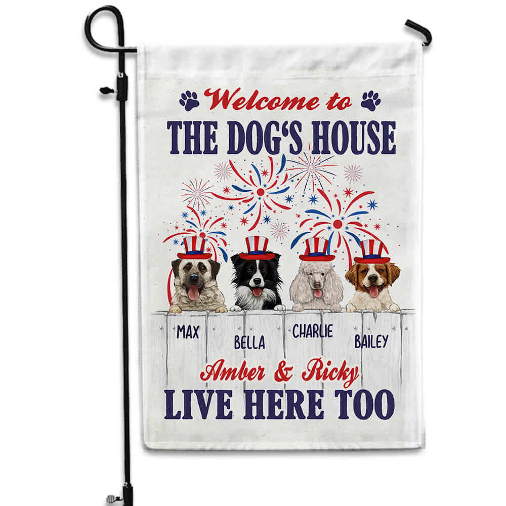 Personalized garden flag for dog lovers - 4th of July - Welcome to the Dog's house