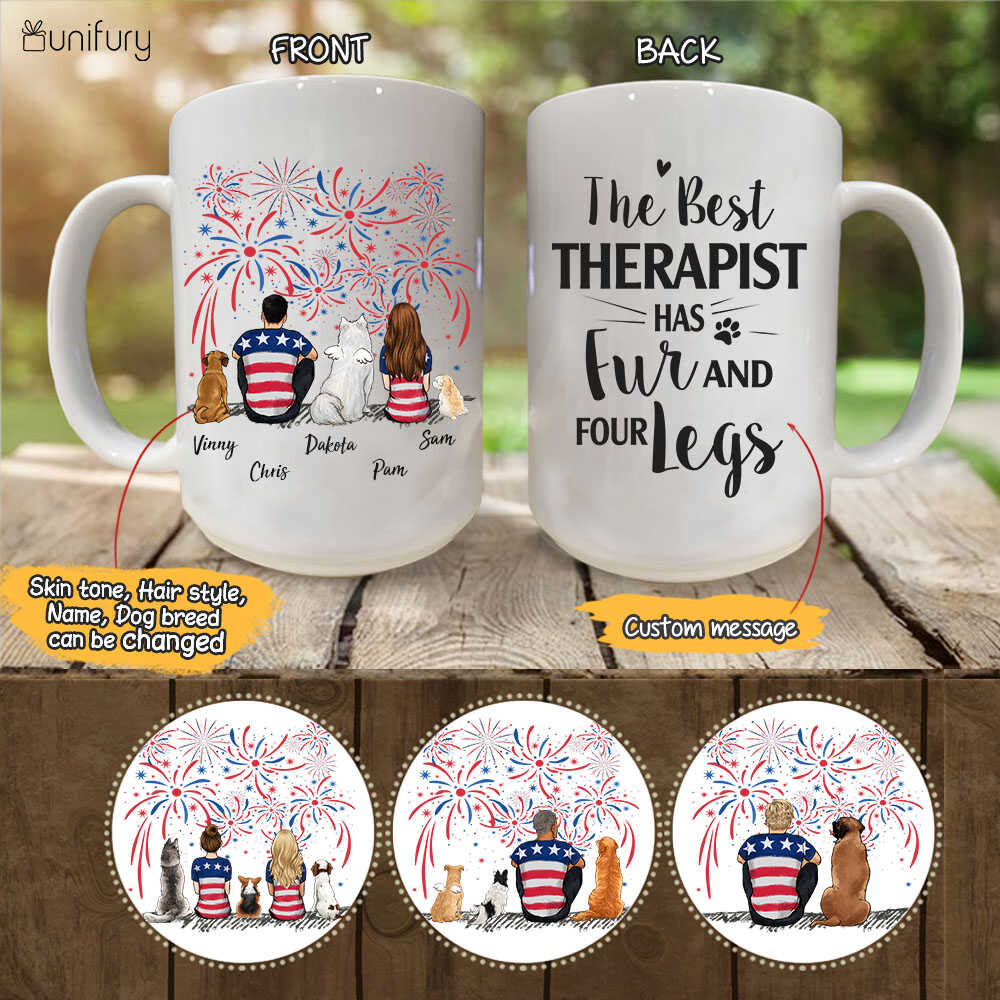  Personalized Dog & Couple 4th Of July Coffee Mug - Custom Message