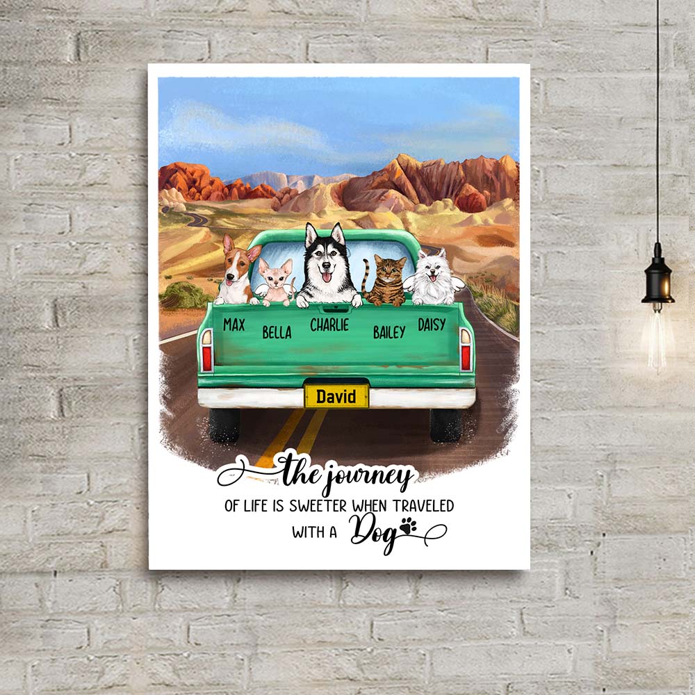 Personalized canvas print wall art gifts for dog cat lovers - Pickup Truck